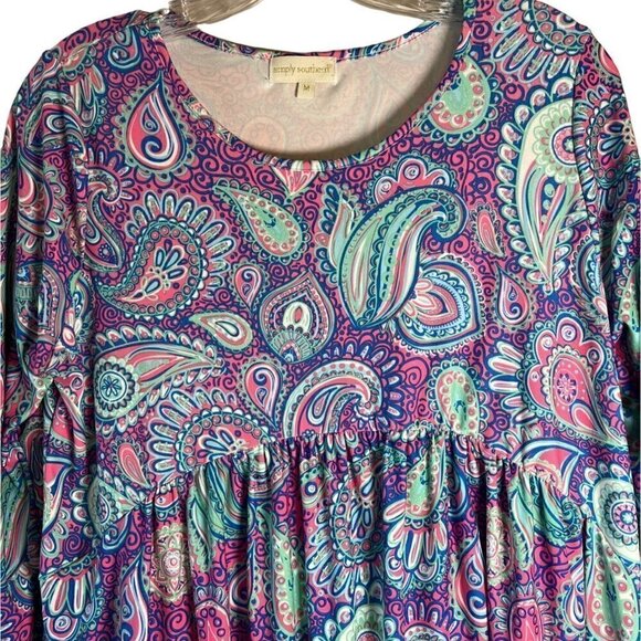 SIMPLY Southern Colorful Paisley Size 12 Women’s Tunic Top or Dress Size Medium - Picture 6 of 10